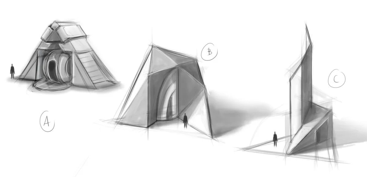 Trois recherches d'architecture en forme de tentes